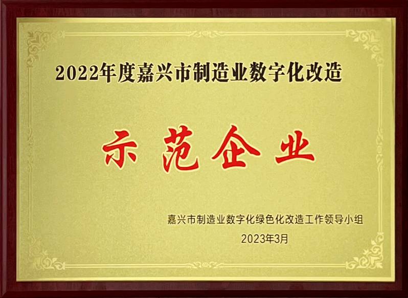 2022年度嘉興市制造業數字化改造示范企業（獎牌）
